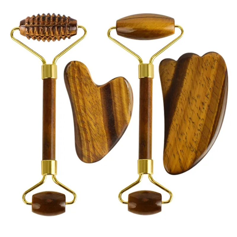 Jade Gua Sha Tool - Natural Tiger Eye Jade Roller Guasha