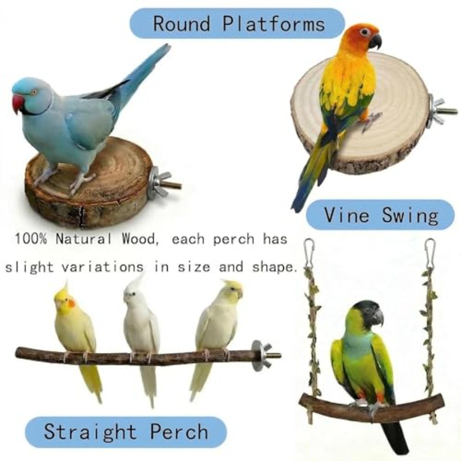 8PCS natural wood bird perches - Health & Wellness Unlimited recension och pris