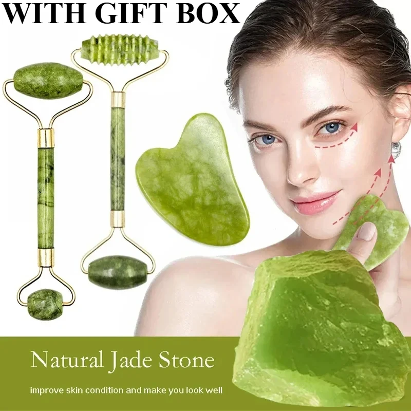 Natural Jade Roller Face Gua S - Jade Gua Sha Tool recension och pris