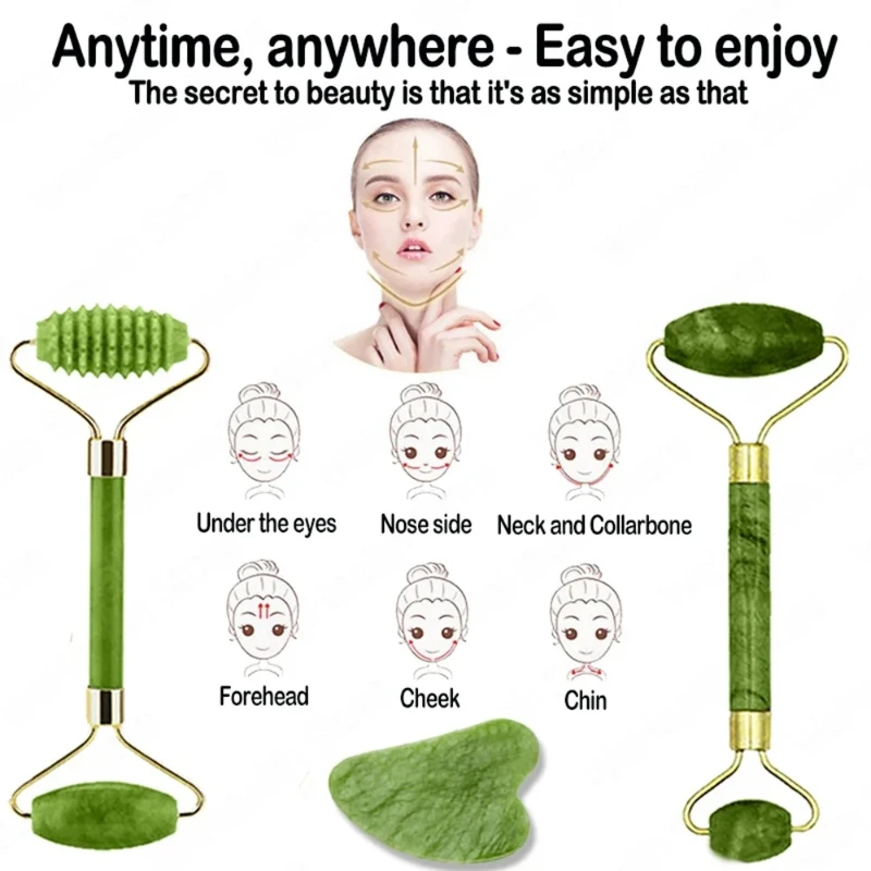 Natural Jade Roller Face Gua S - Jade Gua Sha Tool recension och pris