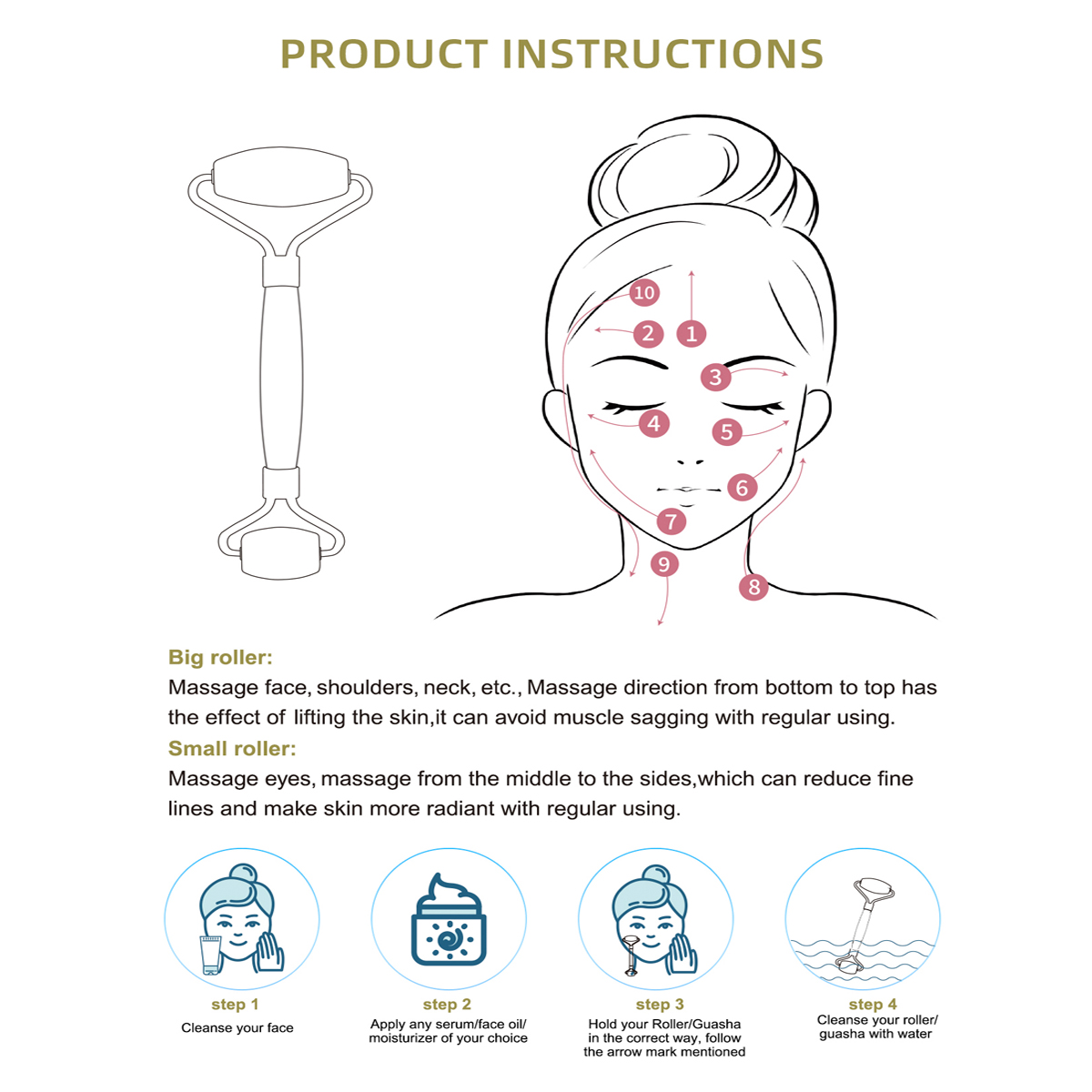 Natural Jade Roller Massager f - Jade Gua Sha Tool recension och pris